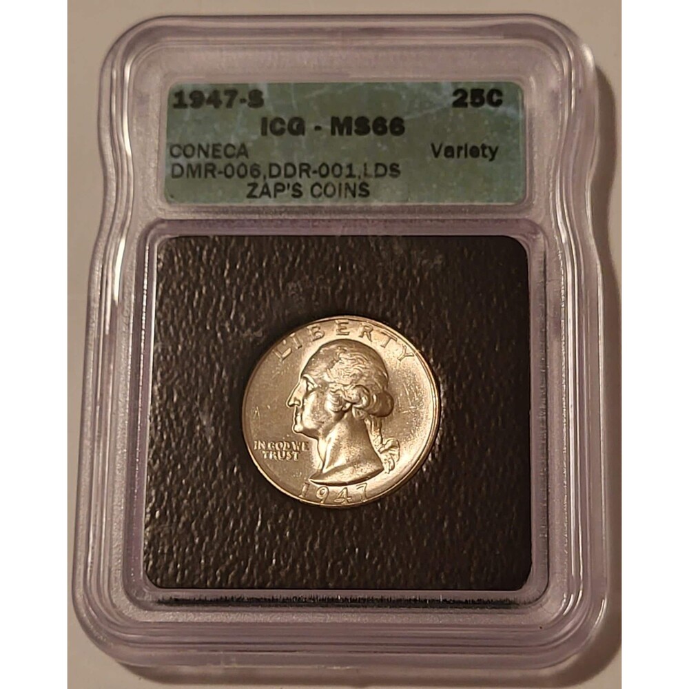 1947 S Washington Quarter Coneca DMR-006 Ddr-001 LDS MS66 ICG
